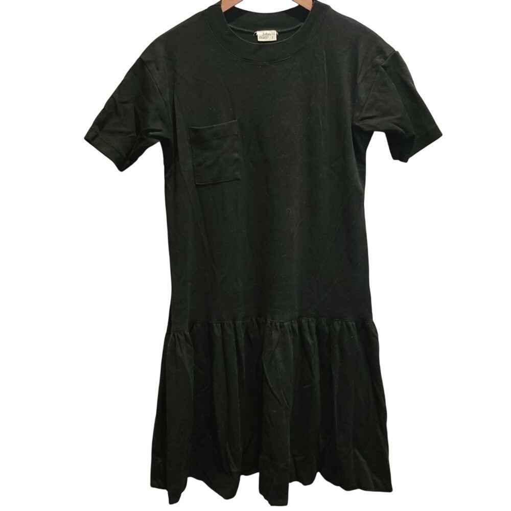 Vintage John Bull Black Ruffle Hem Mini T-Shirt Dress Medium/Large